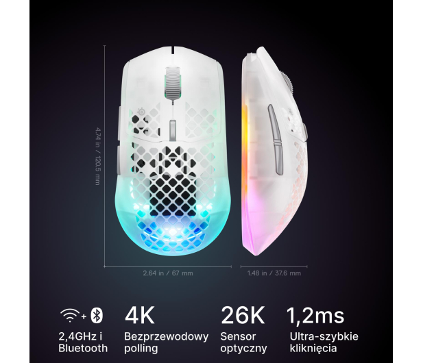 SteelSeries Aerox 3 WL Gen 2 (Ghost) - 1512555 - zdjęcie 7